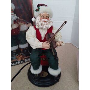 Grandeur Noel Santa Claus Playing Violin Figurine Animated Christmas Decor With